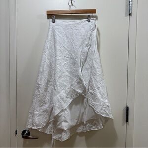 White wrap skirt with embroidery